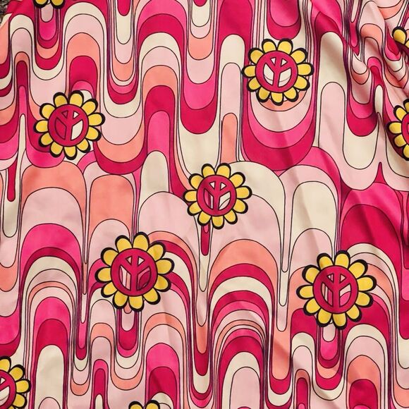 Pink Flower Power Bell Bottom Pants Necklace & Sunglasses Hippie LG - Picture 3 of 4